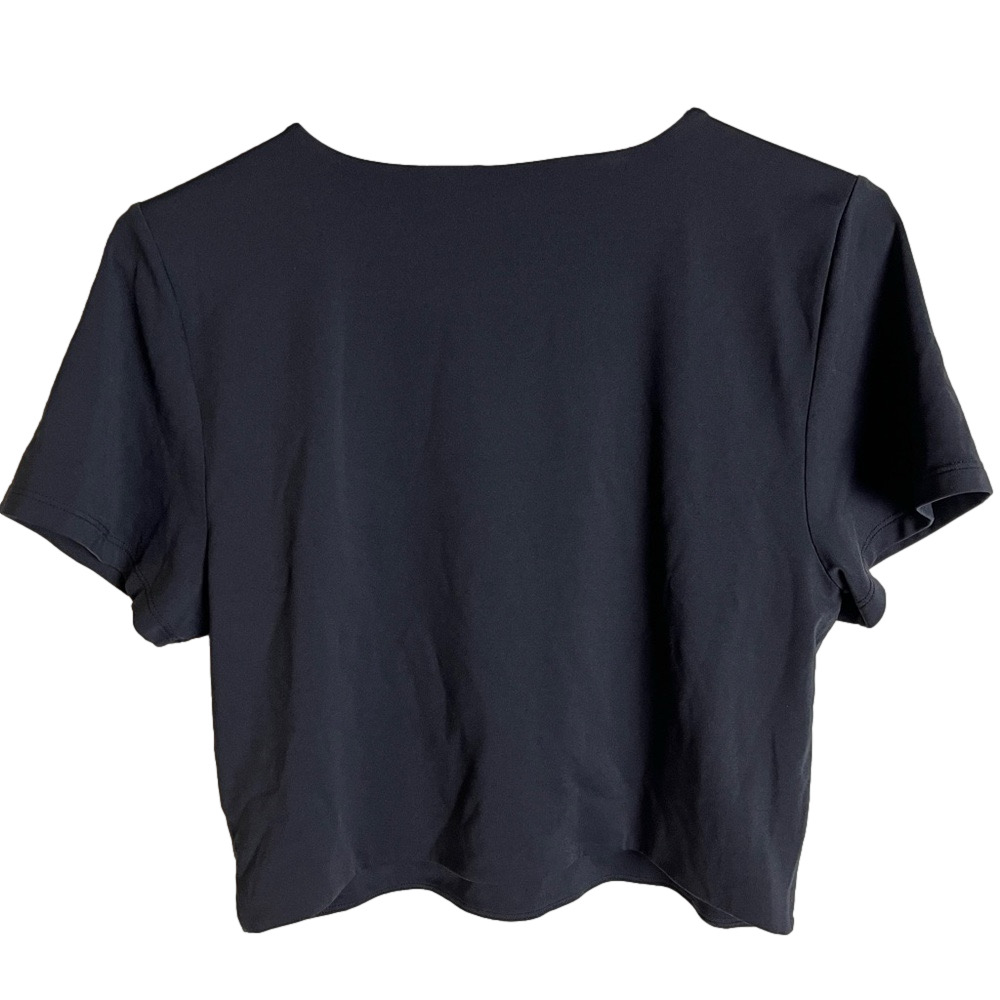 Babaton Aritzia Black Short Sleeve Crop Top XL Casual Neutral Minimalist Capsule - Picture 3 of 7